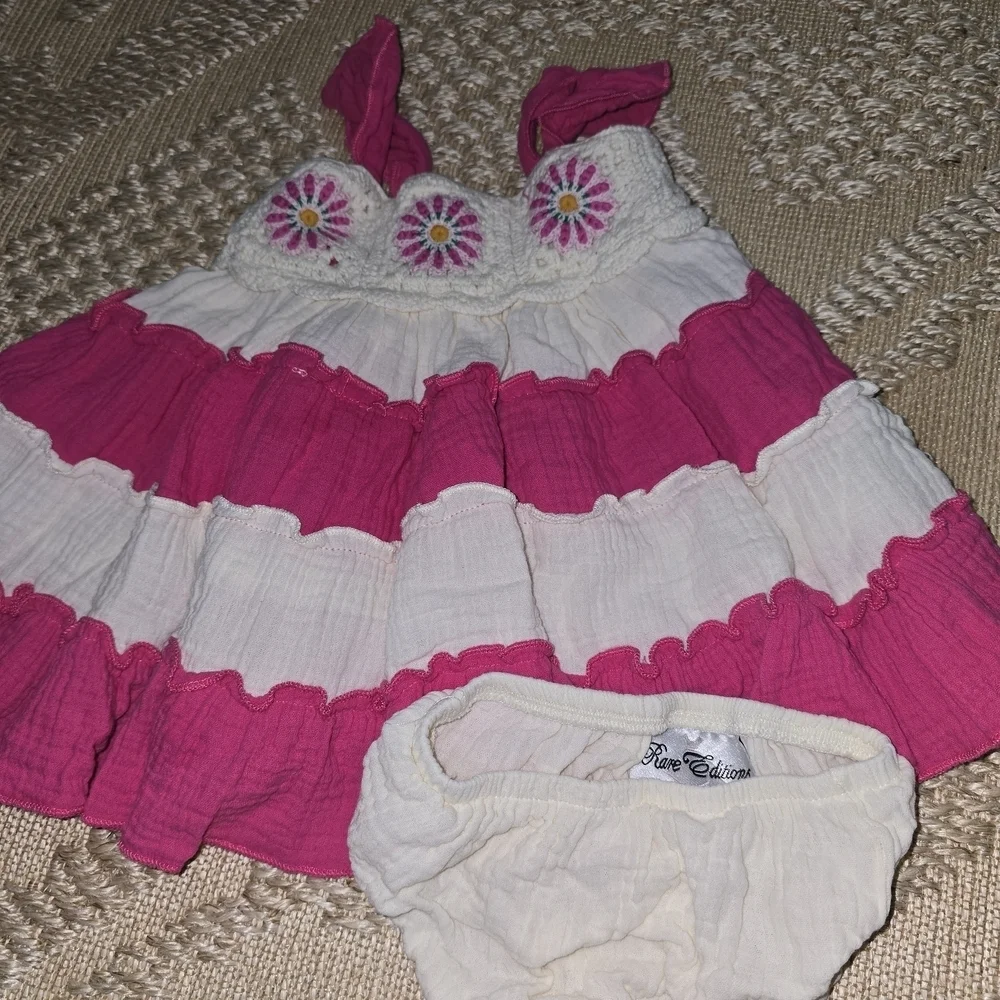 Rare Editions Pink and Cream Kids Casual Dress - Picture 2 of 11